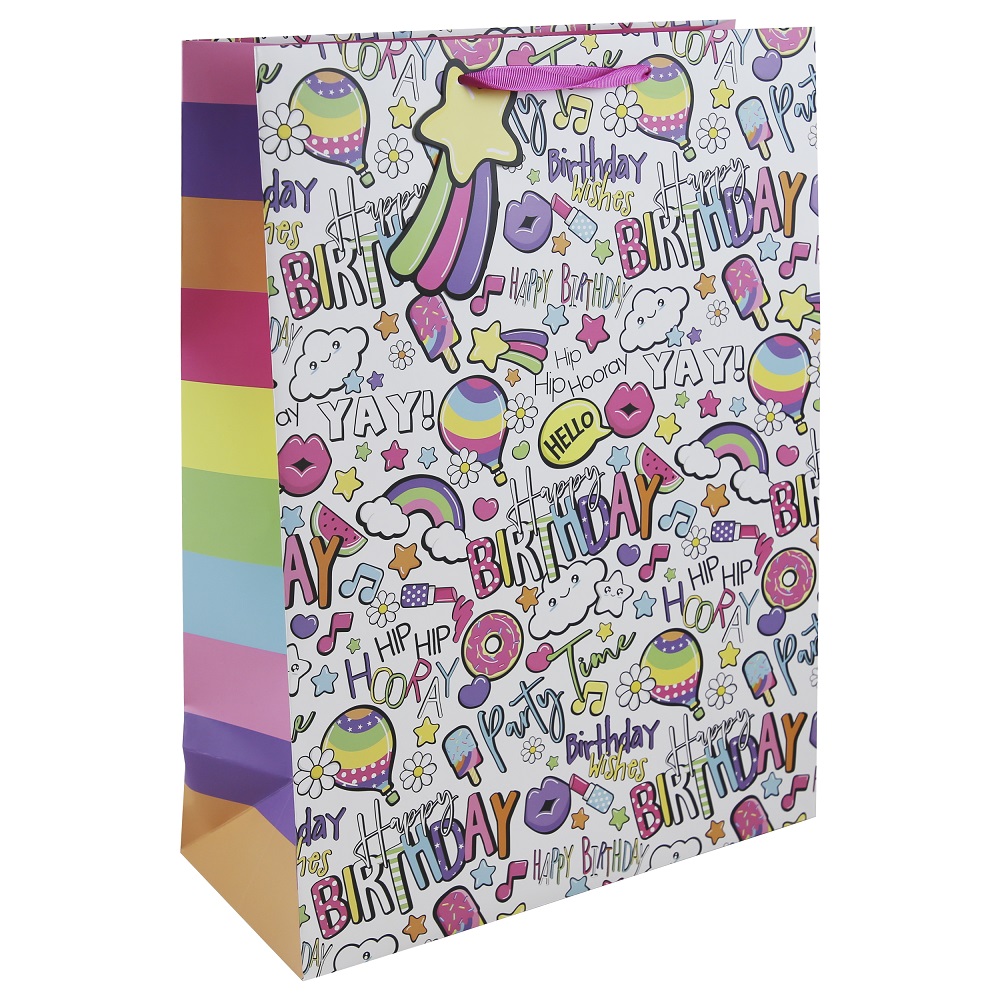 GIFT BAG GIRLY TEXT XL (33955-1WC)